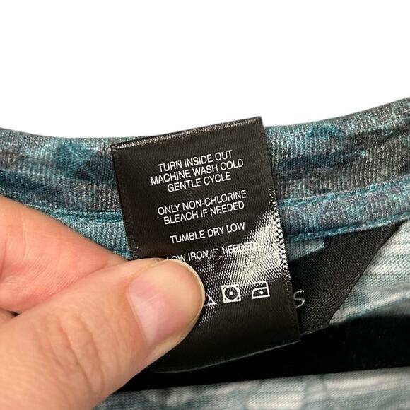 Ali Miles Abstract Crinkle Burnout Knit V Neck 3/4 Sleeve Tunic Top Womens Small - Picture 5 of 6